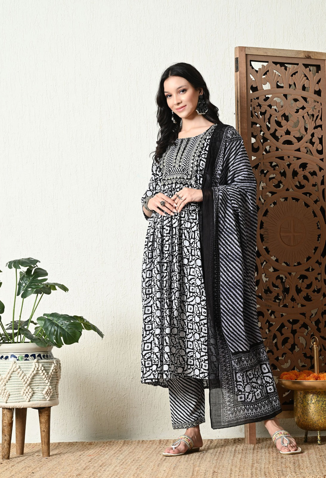 White Grey Embroidered Rayon Kurta and Pant Set with Dupatta