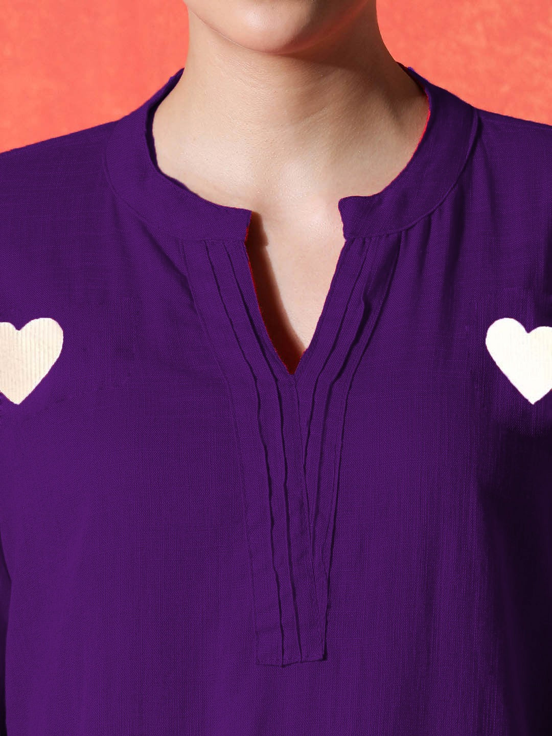Purple Heart Embroidered Cotton Kurta and Pant Set