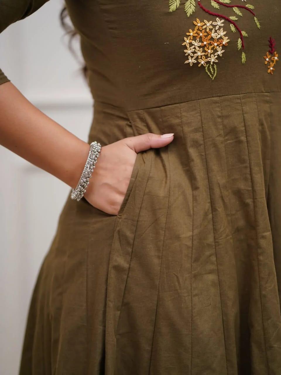 Cafe Noir Embroidered Cotton Kurta and Pant Set with Dupatta