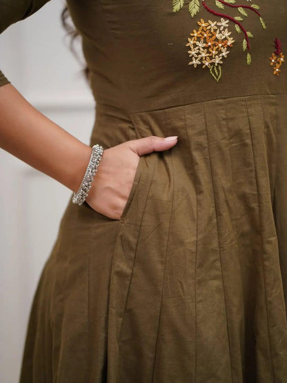 Cafe Noir Embroidered Cotton Kurta and Pant Set with Dupatta