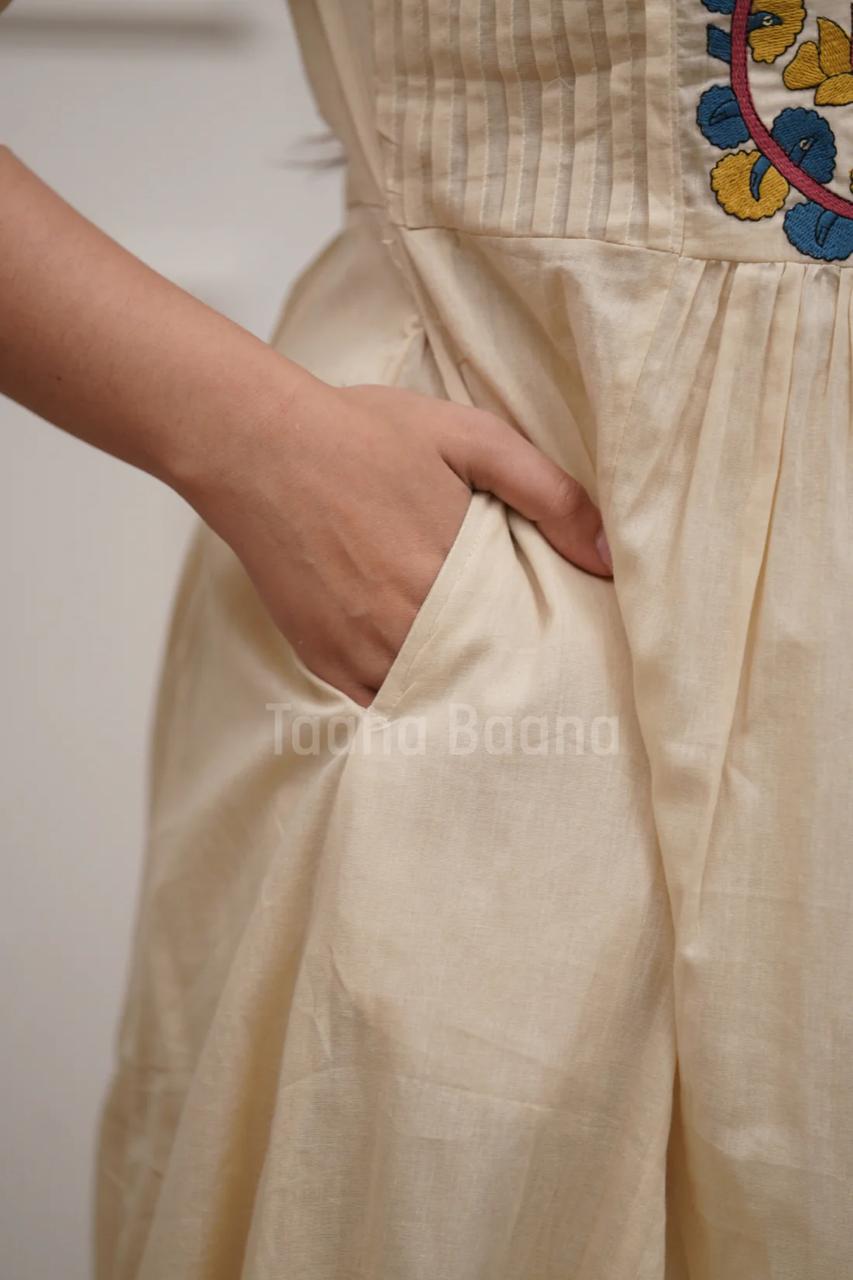 Off White Printed Cotton Kurta and Pant Set with Dupatta