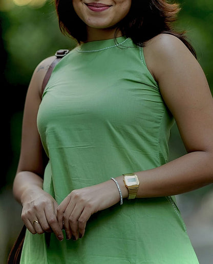 Green Sleeveless Cotton Co-Ord Set