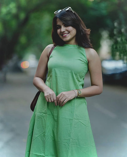 Green Sleeveless Cotton Co-Ord Set