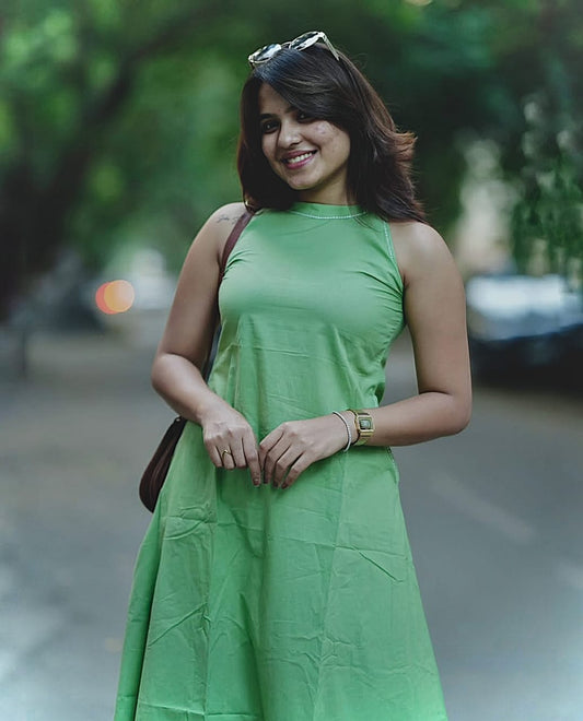 Green Sleeveless Cotton Co-Ord Set