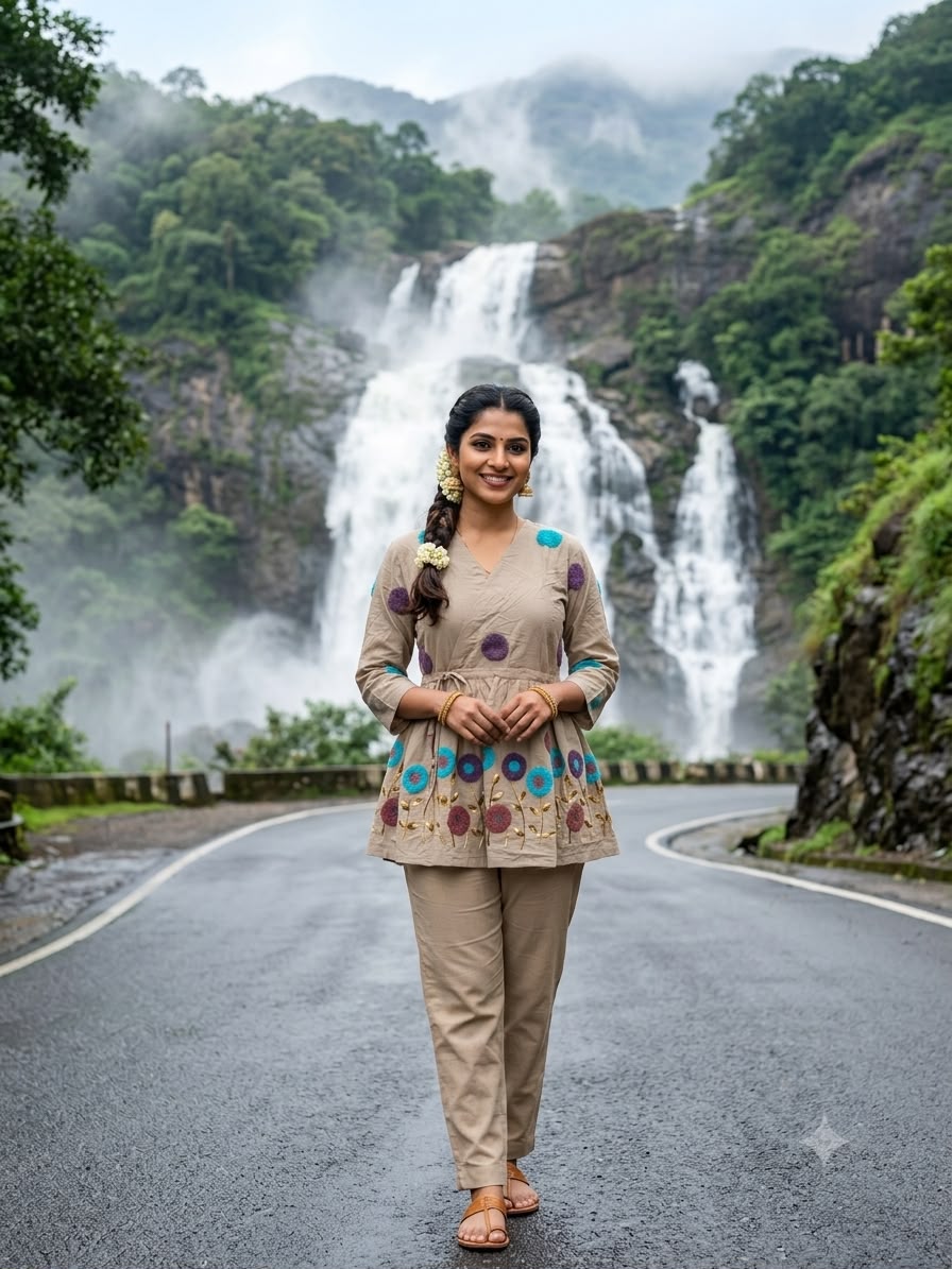 Grey Embroidered Rado Cotton Short Kurti