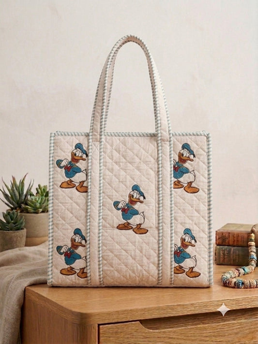 Block Printed Quilted Tote Bag