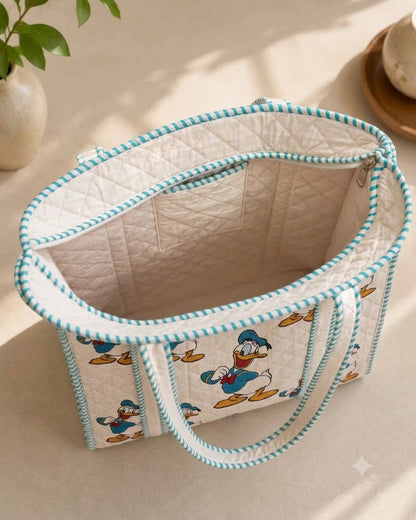 Block Printed Quilted Tote Bag