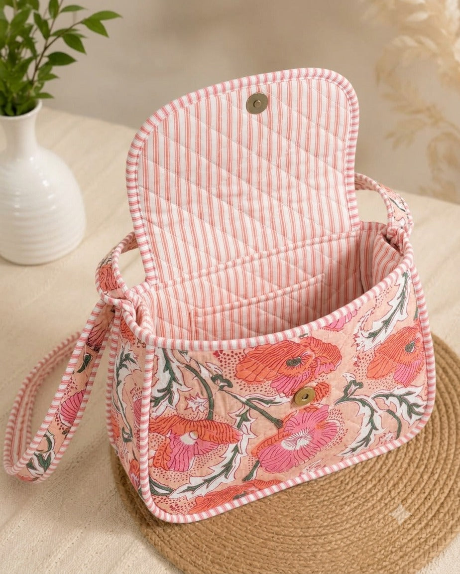 Block Printed Quilted Cotton Shoulder Bag