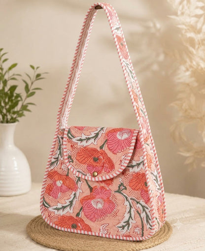 Block Printed Quilted Cotton Shoulder Bag
